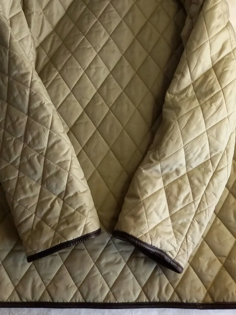 Coach Quilted Beige Puffer Jacket with Dark Brown Trim - Picture 10 of 15